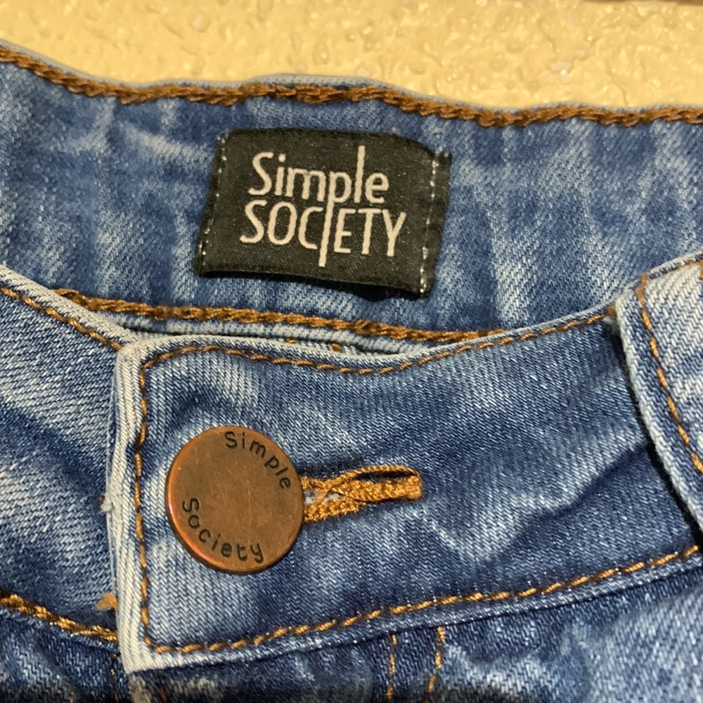 Simple Society Jeans Med Wash Ripped Skinny Ankle Cropped Junior Size 11/30 - Picture 8 of 15